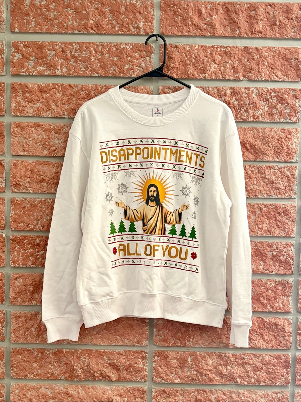White Graphic Crewneck Sweatshirt - 'Disappointments All Of You'